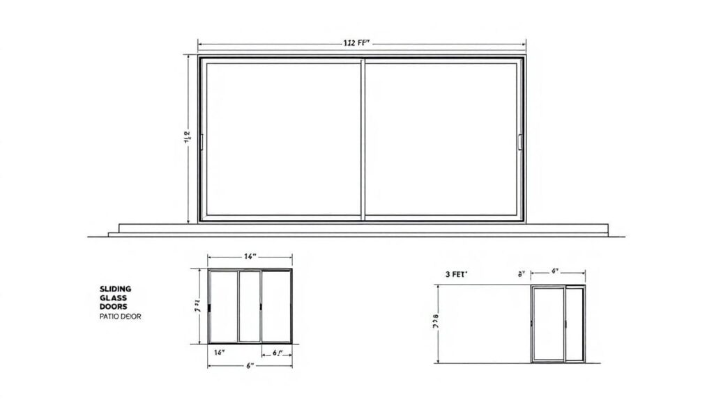 An example of popular sizes for sliding patio doors.