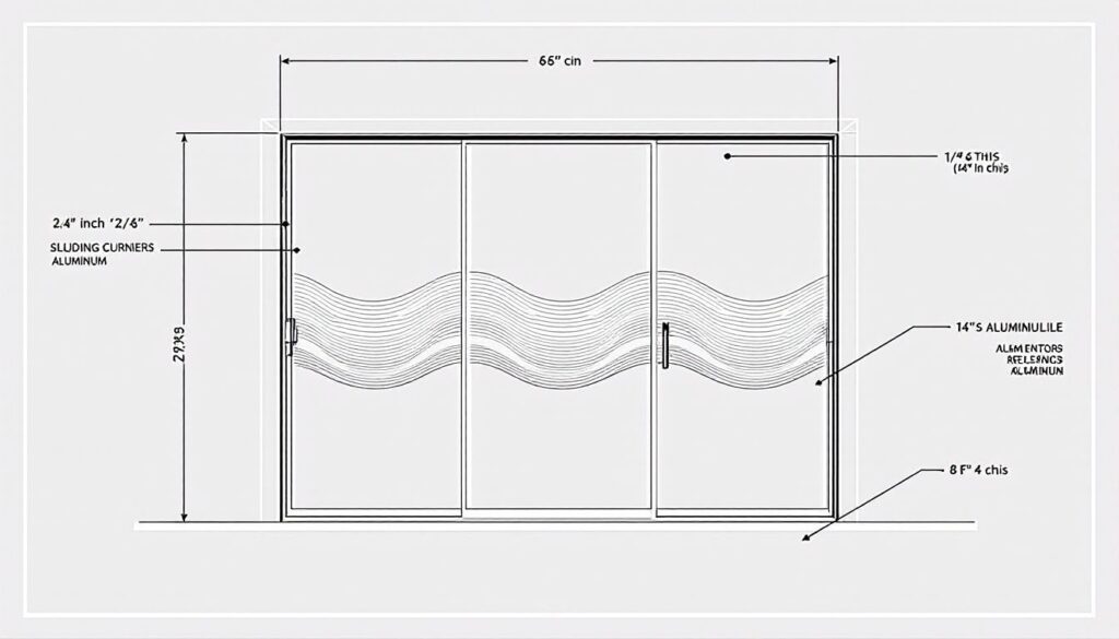 A visual representation of typical sliding glass door dimensions.