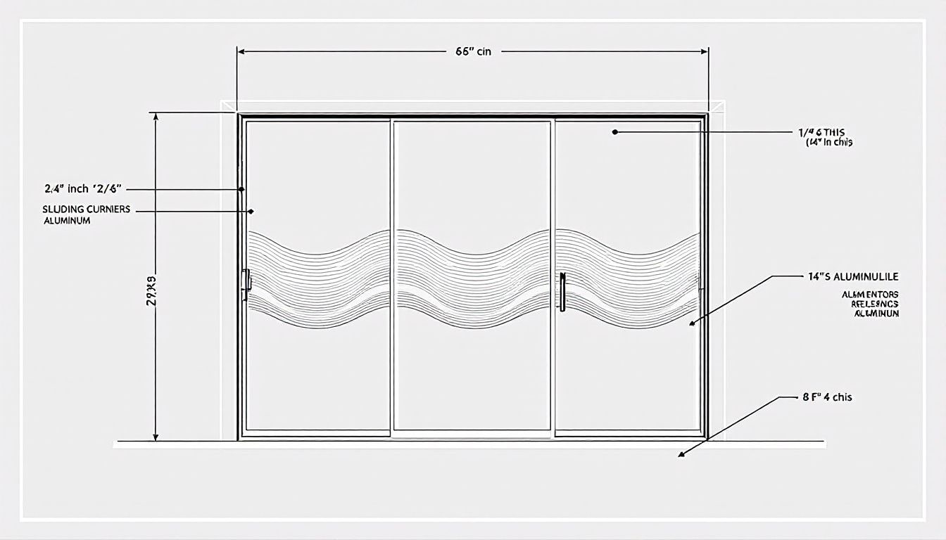 A visual representation of typical sliding glass door dimensions.